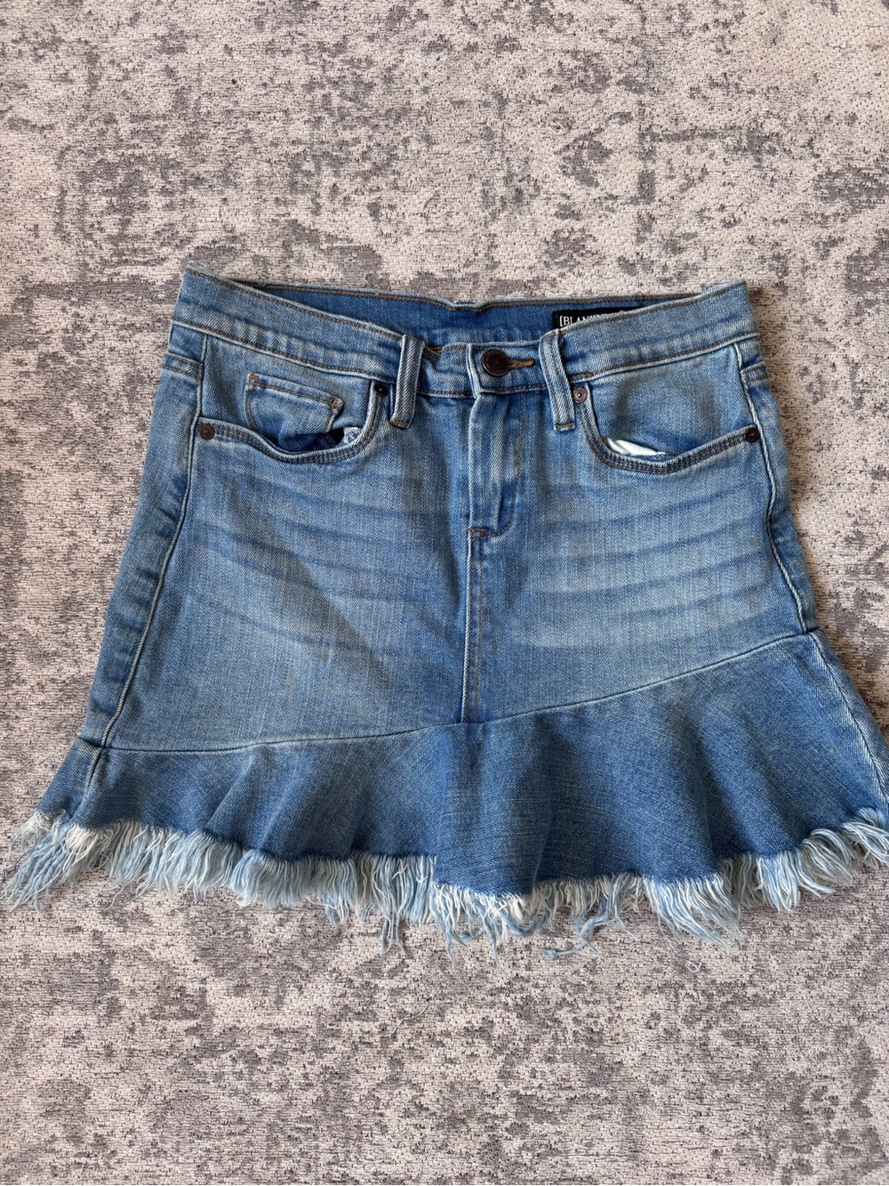 Y2K Blank NYC Denim Ruffle Hem Mini Skirt